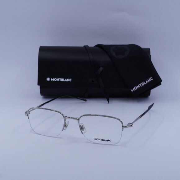 Montblanc MB0131O 001 Rectangle Eyeglasses 52mm – Silver/Black - Picture 1 of 10